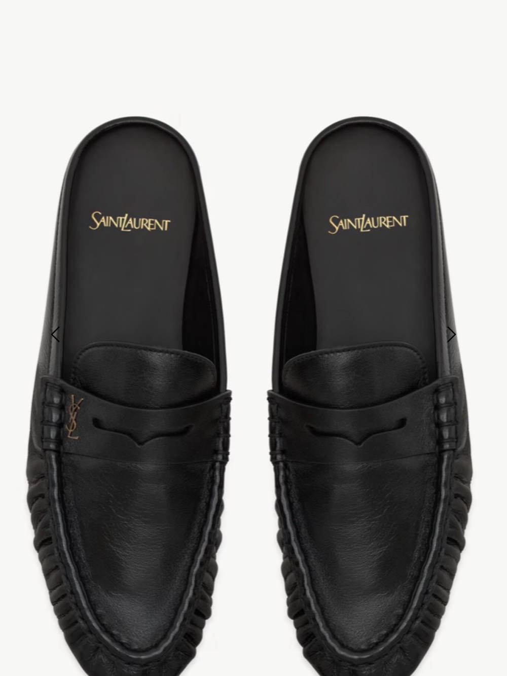 Saint Laurent Black Leather Penny Loafer Mules